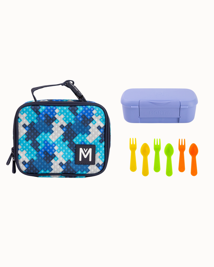 MontiiCo Snack Lunch Box Bundle - Block Land