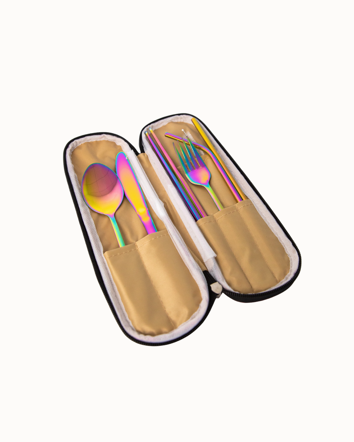 Portable Stainless Cutlery Set - Dark Pink