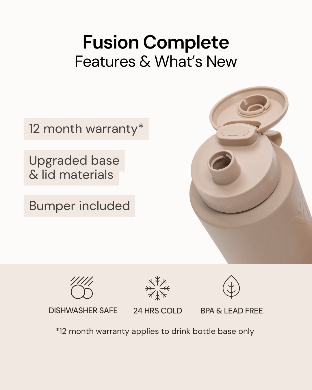 MontiiCo 1L Fusion Drink Bottle Screw Top - Midnight