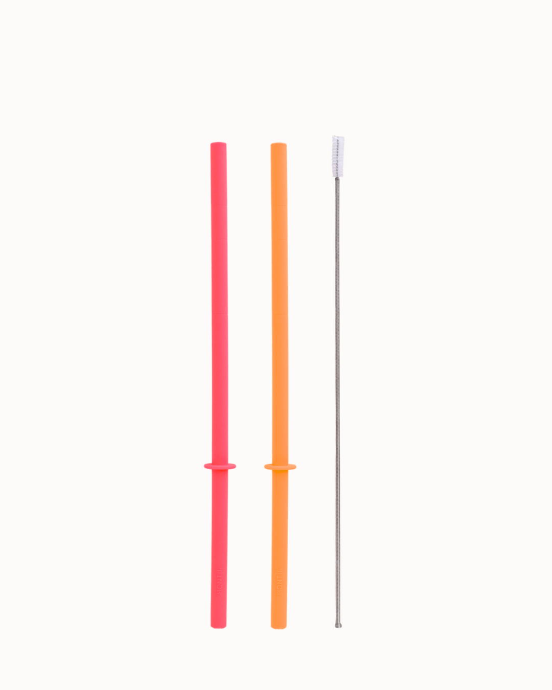 MontiiCo Flexi Stopper Straw Set - Tangerine & Watermelon