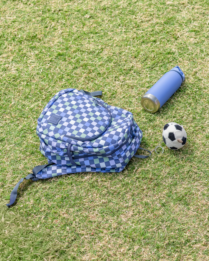 MontiiCo Mini Backpack - Checkmate with sport drink perfect for outdoor activities