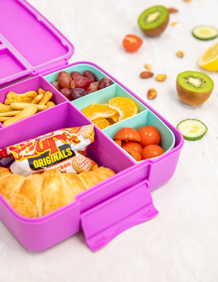 MontiiCo Feast Tray - Marine filled with snacks inside the feast lunch box
