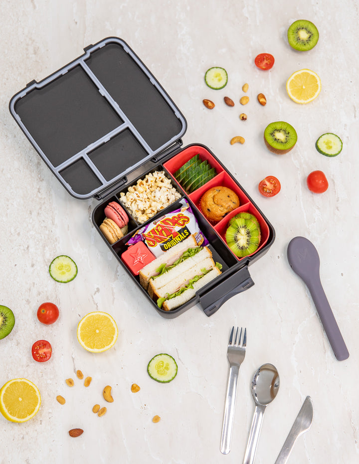 MontiiCo Feast Lunch Box - Midnight open lunch box filled with snacks