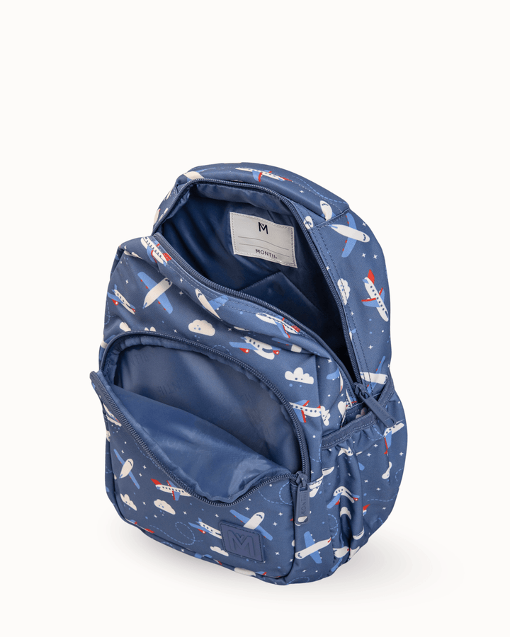 MontiiCo Mini Backpack - Jetset open showing internal compartments