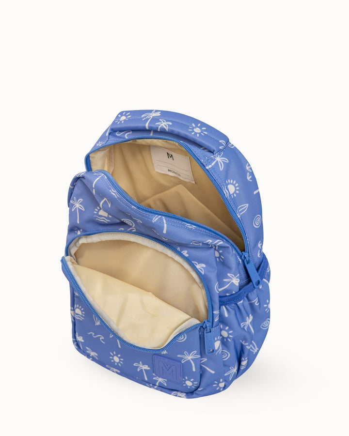 MontiiCo Swaggies Collab Mini Backpack - Tide Break open showing inside compartment