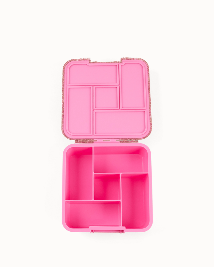 MontiiCo Bento Five Lunch Box - Floss Glitter - open lunch box with compartments