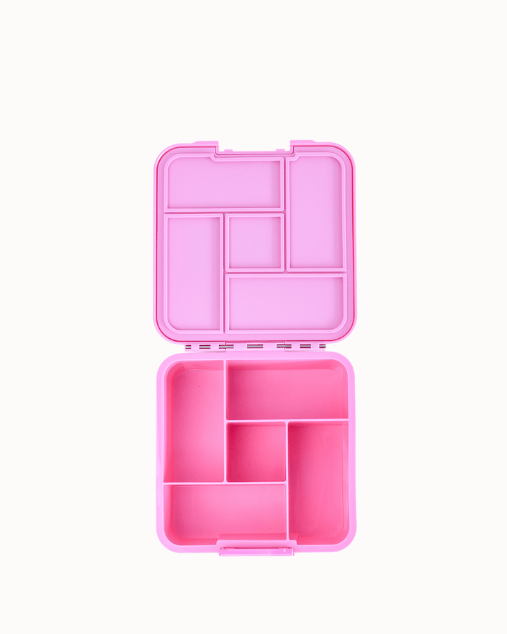MontiiCo Bento Five Lunch Box - Floss - open lunch box with compartments and snacks