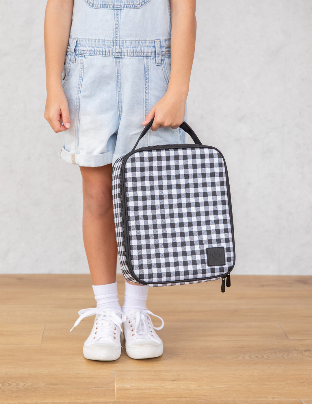 MontiiCo Large Insulated Lunch Bag - Black Gingham
