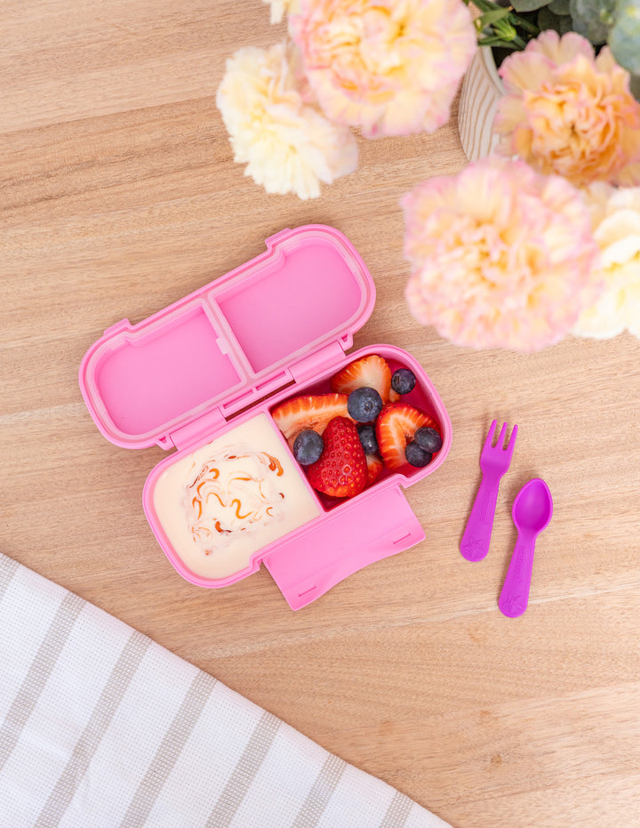 MontiiCo Snack Lunch Box - Floss open lunch box with compartments and snacks