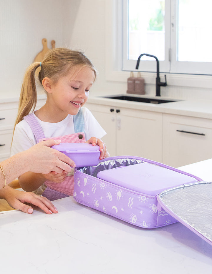 MontiiCo Large Lunch Bag and Bottle Set - Cosmic Bloom