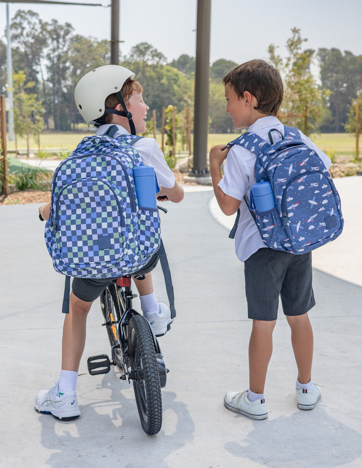 MontiiCo Backpack - Checkmate worn by child perfect for outdoor activities