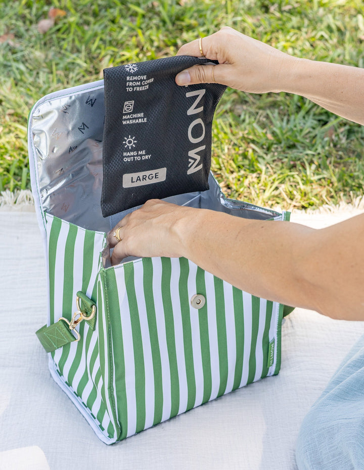 MontiiCo Insulated Lunch Carrier - Pickle Stripe with Ice Pack
