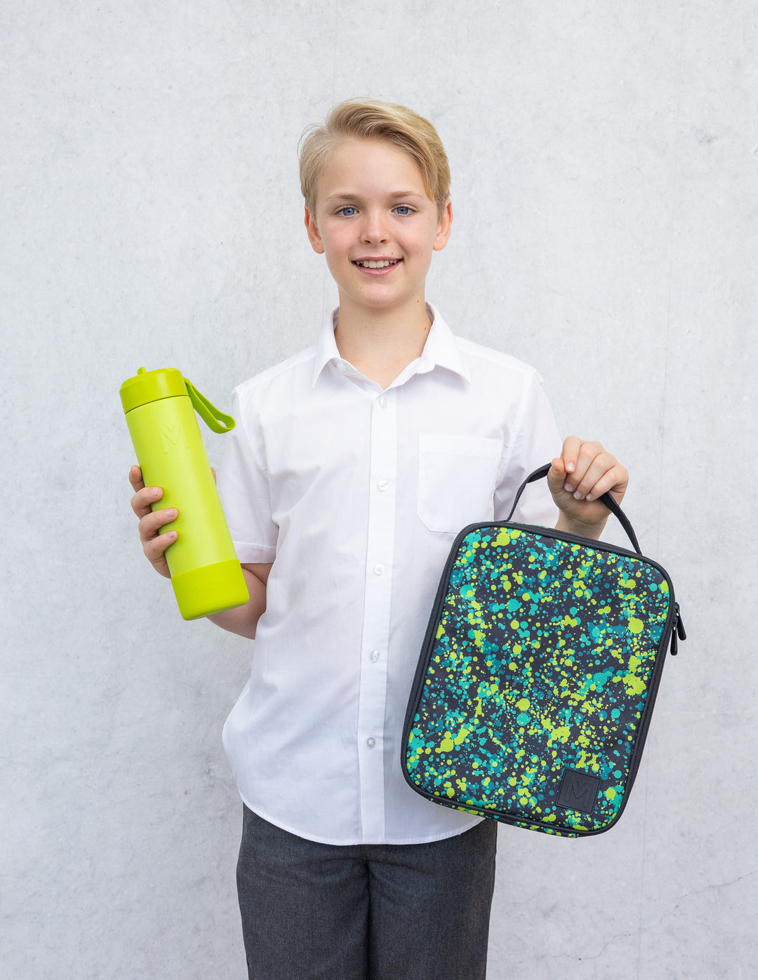 MontiiCo Large Lunch Bag and Bottle Set - Splat