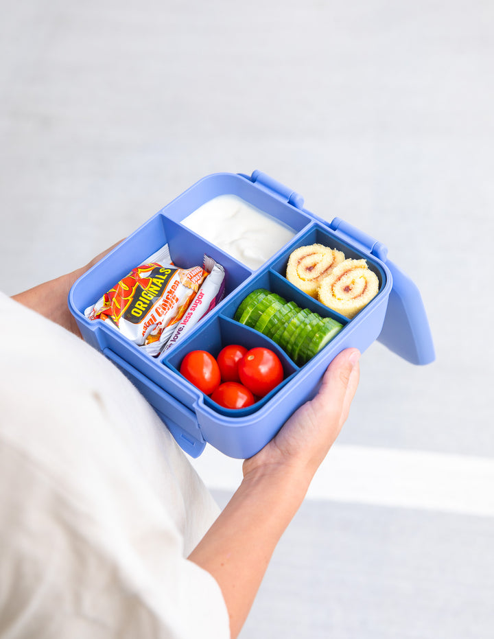 MontiiCo Bite Lunch Box - Splash open lunch box with compartments and snacks