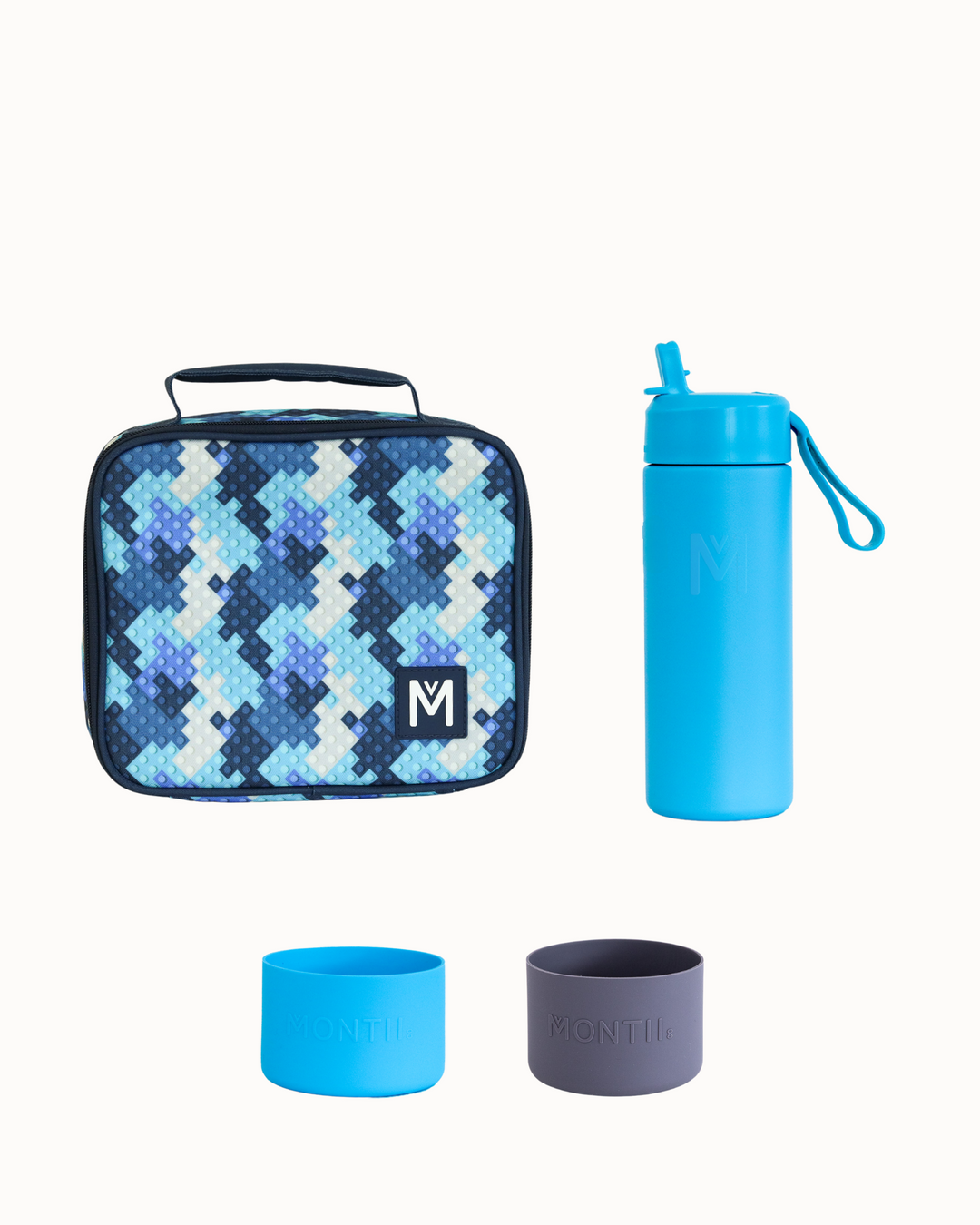 MontiiCo Medium Lunch Bag and Bottle Set - Block Land