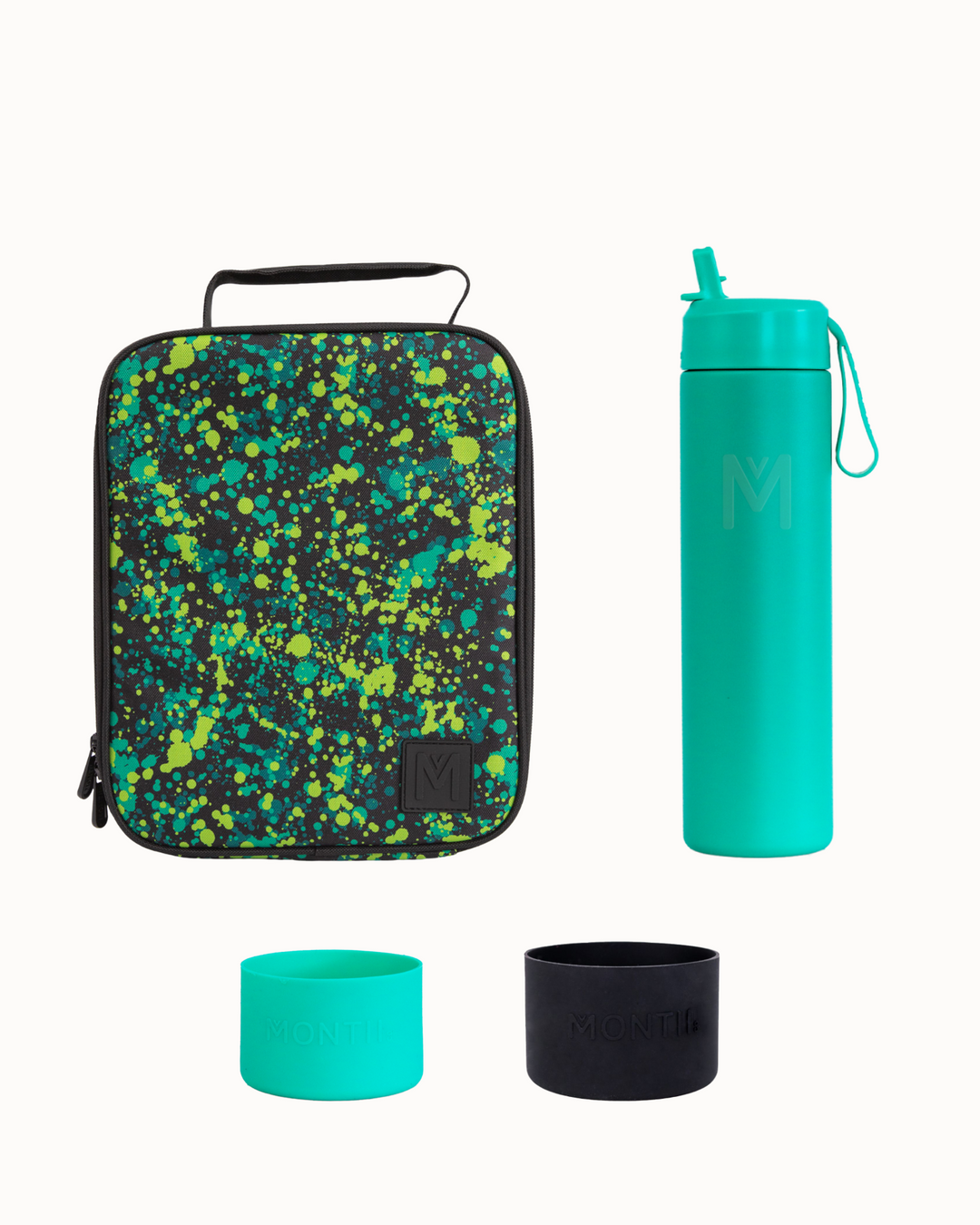 MontiiCo Large Lunch Bag and Bottle Set - Splat