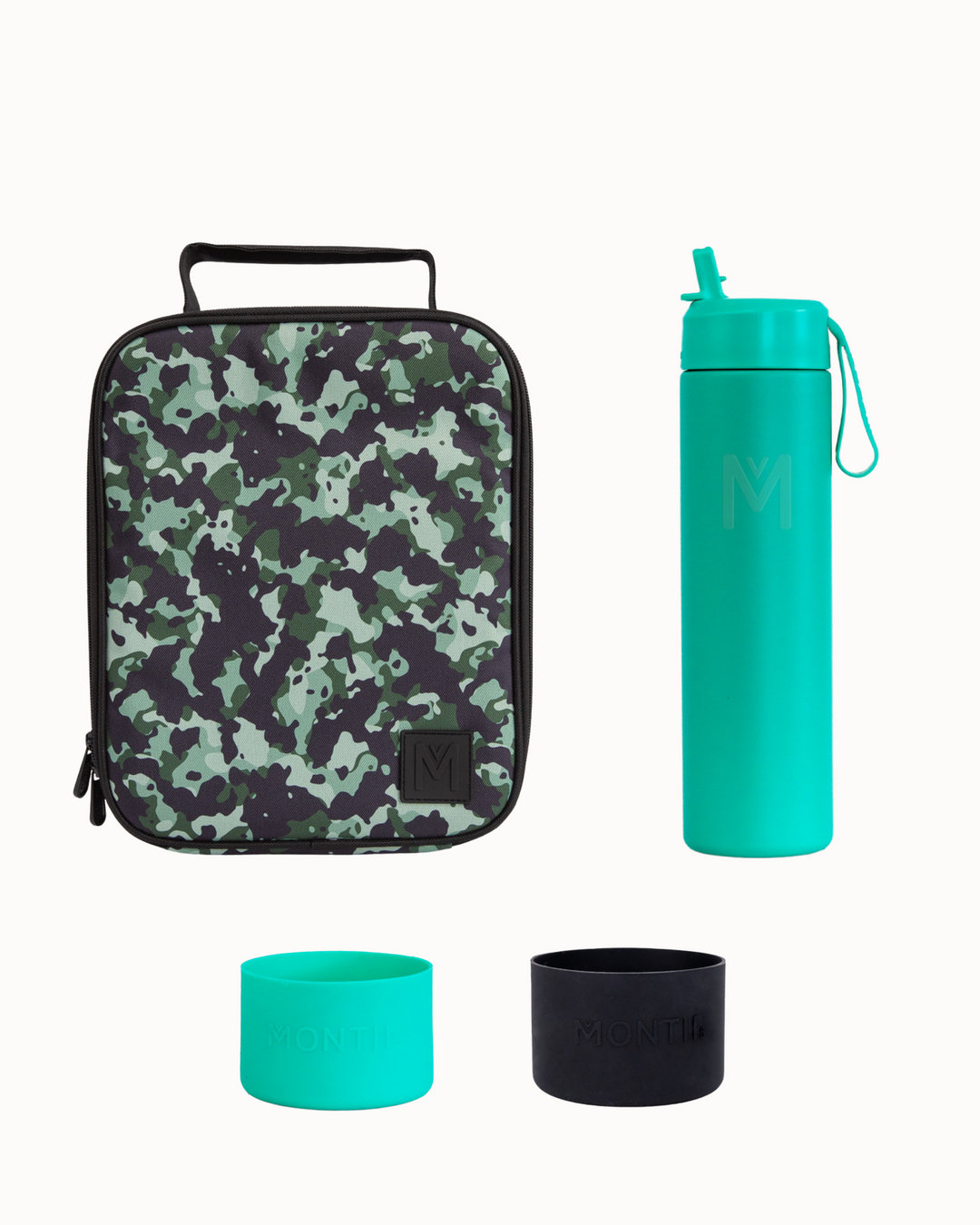 MontiiCo Large Lunch Bag and Bottle Set - Stealth
