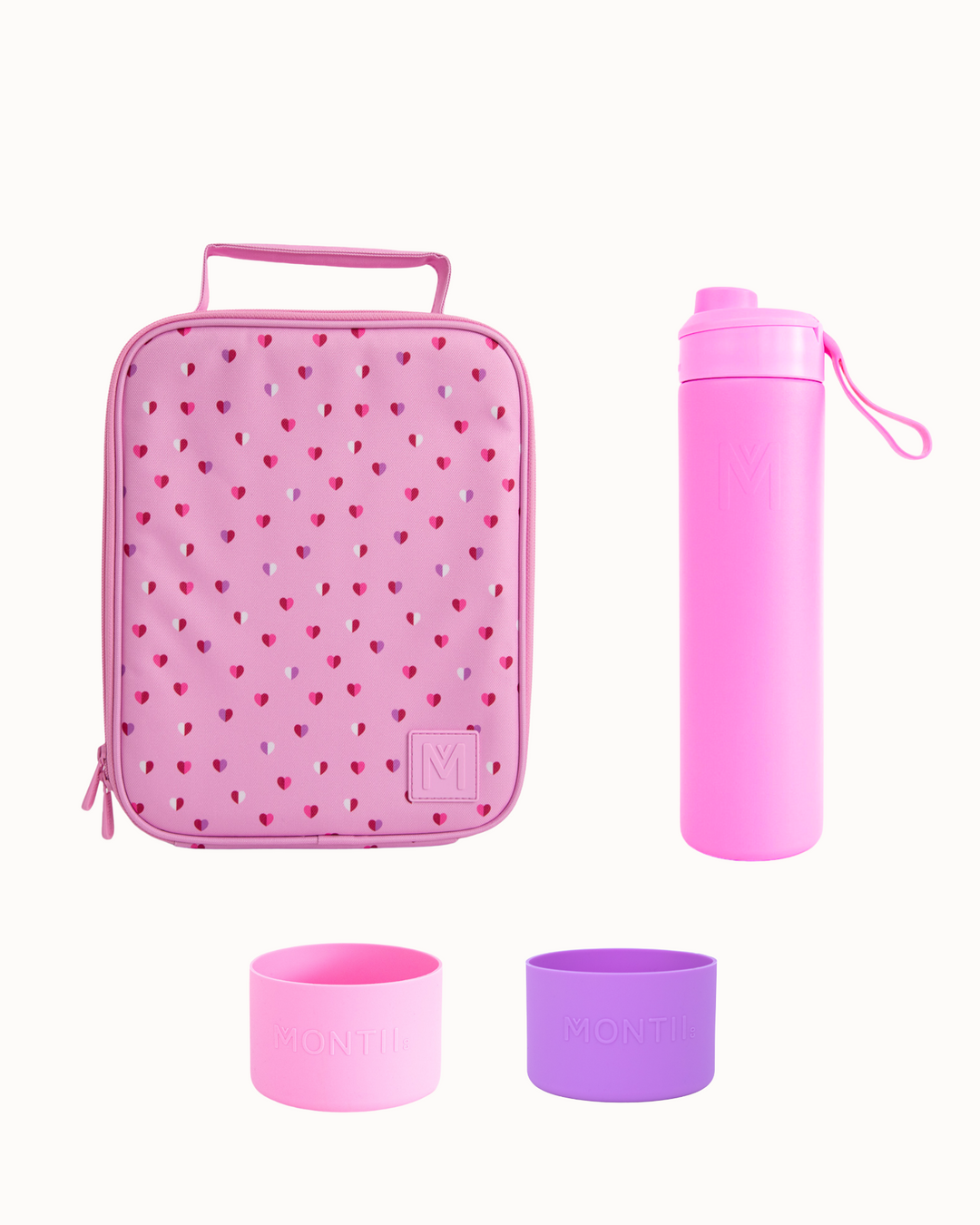 MontiiCo Large Lunch Bag and Bottle Set - Sweetheart