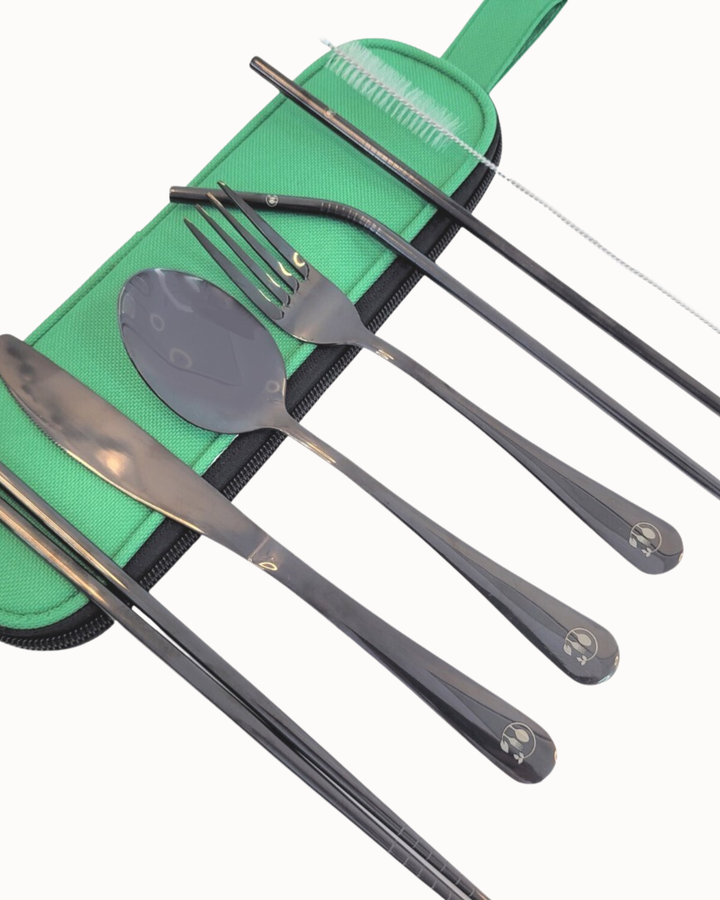 Portable Stainless Cutlery Set - Green