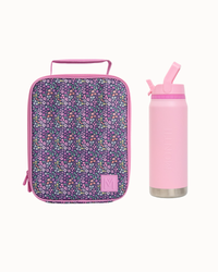 MontiiCo Large Lunch Bag and Bottle Set - Meadow
