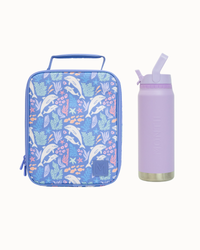 MontiiCo Large Lunch Bag and Bottle Set - Dolphin Dreams