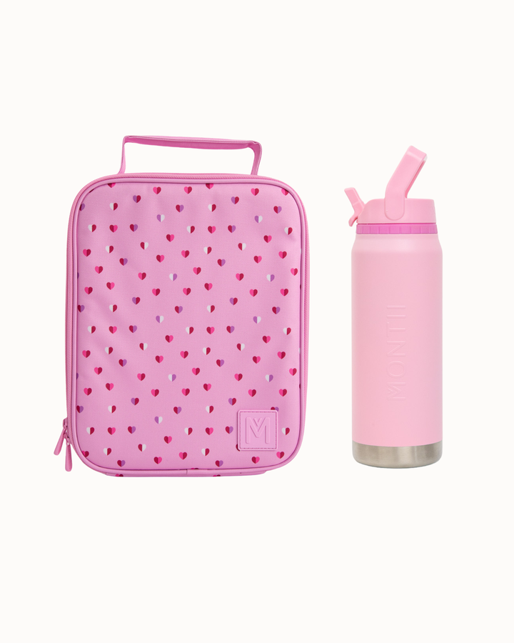 MontiiCo Large Lunch Bag and Bottle Set - Sweetheart