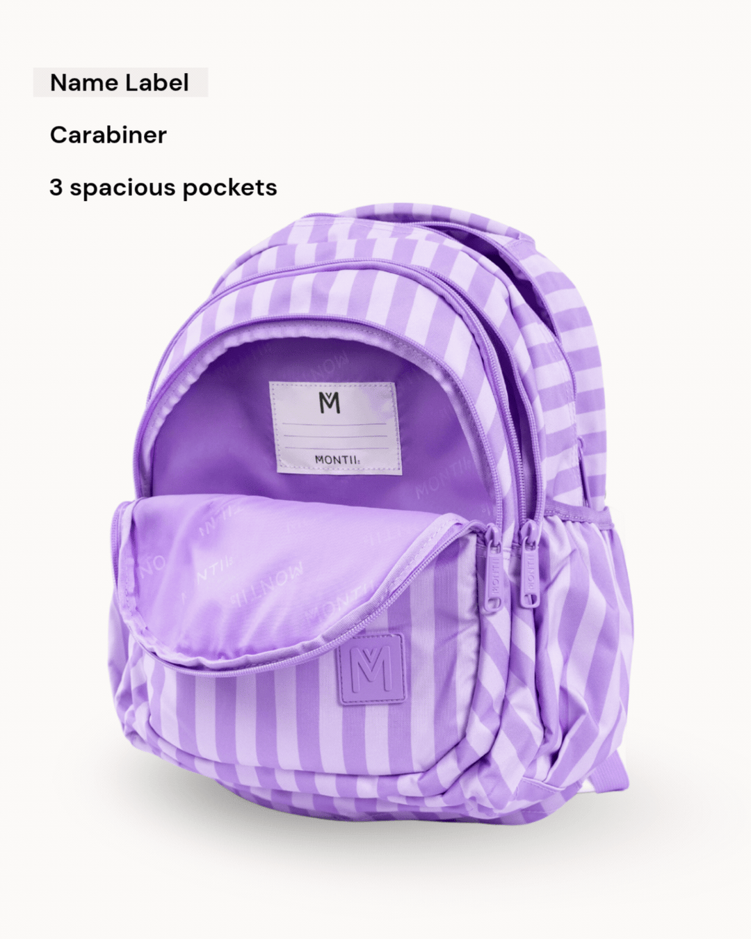 MontiiCo Junior School Bag - Lilac Stripe