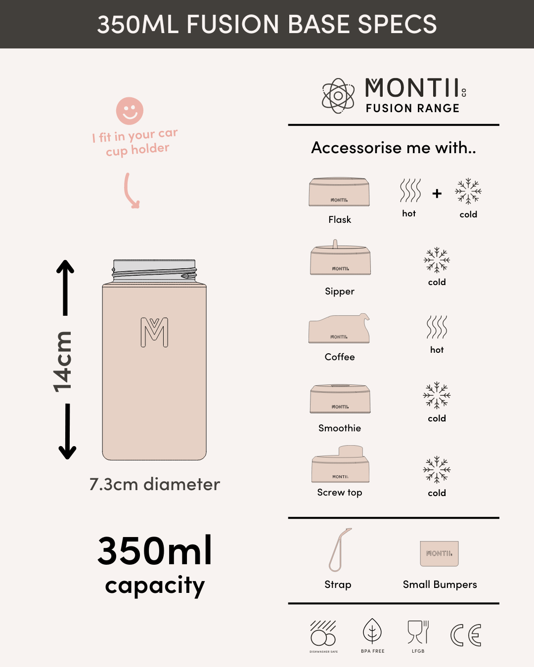 MontiiCo Universal Insulated Base 350ml - Cloud