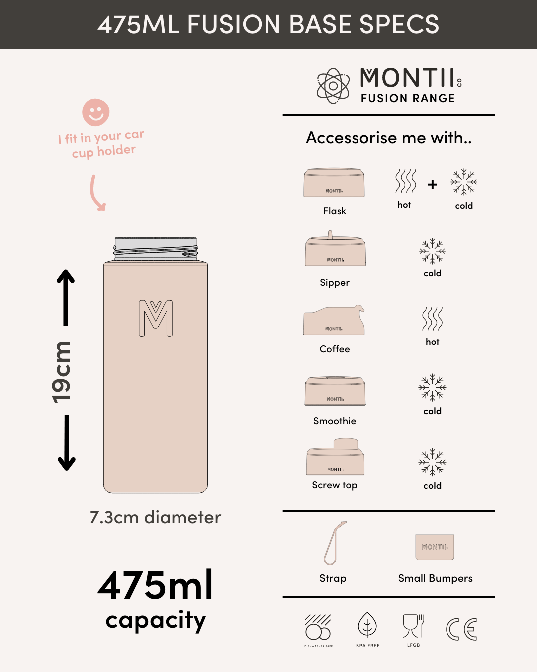 MontiiCo Universal Insulated Base 475ml - Cloud