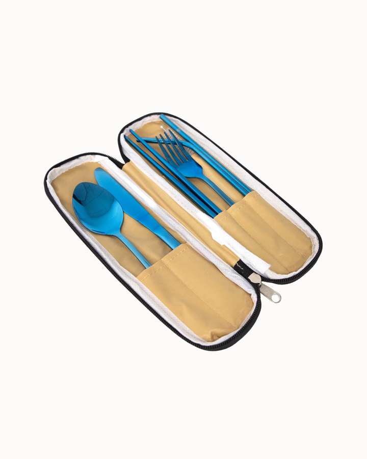 Portable Stainless Cutlery Set - Blue