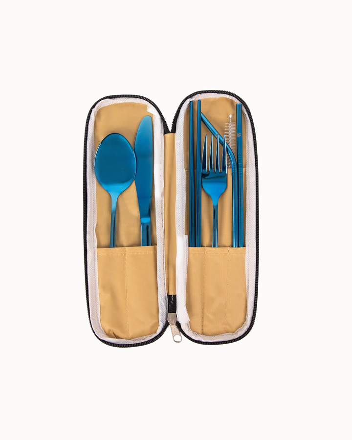 Portable Stainless Cutlery Set - Blue