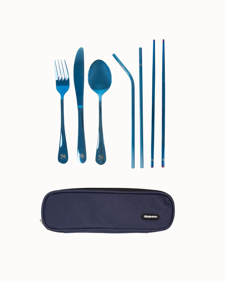 Portable Stainless Cutlery Set - Blue