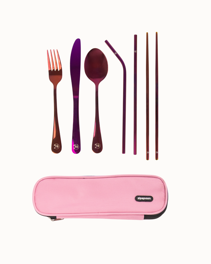 Portable Stainless Cutlery Set - Light Pink