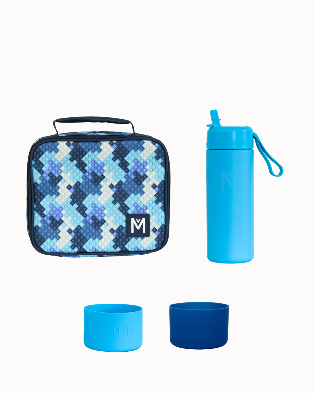 MontiiCo Medium Lunch Bag and Bottle Set - Block Land