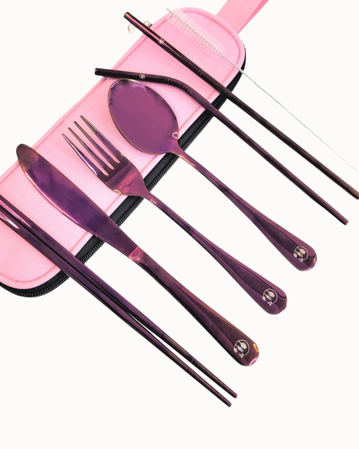 Portable Stainless Cutlery Set - Light Pink