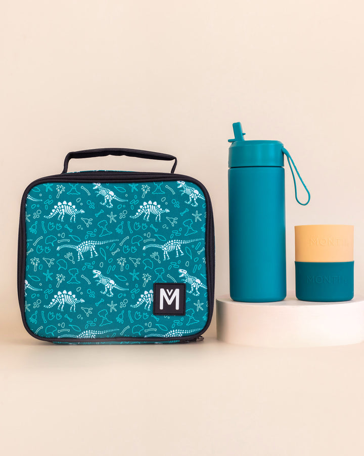 MontiiCo Medium Lunch Bag and Bottle Set - Dinosaur Land