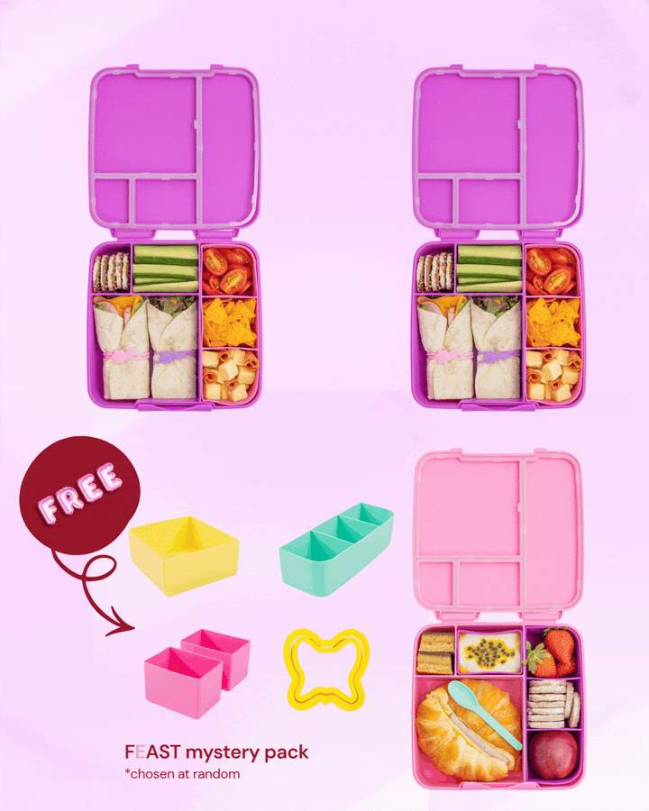 MontiiCo Feast Lunch Box Triple Dip - Fuchsia