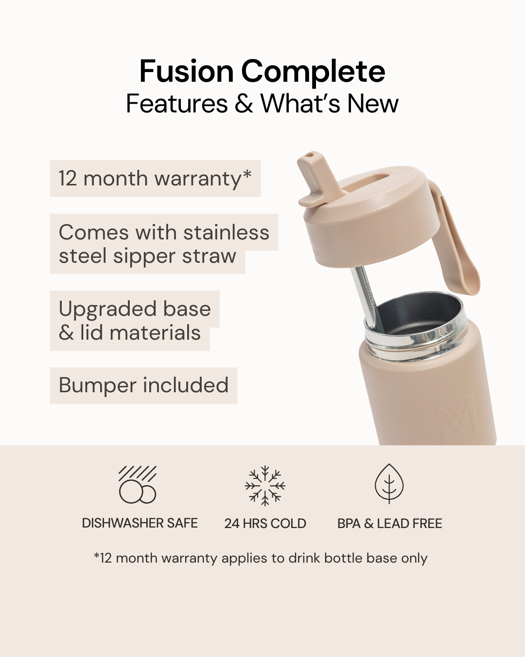 MontiiCo 700ml Fusion Drink Bottle Sipper - Midnight