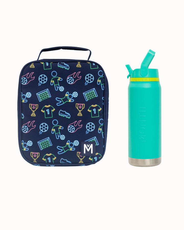 MontiiCo Large Lunch Bag and Bottle Set - Goal Keeper