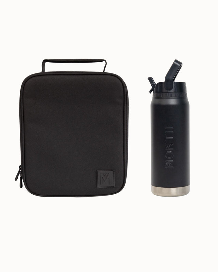 MontiiCo Large Lunch Bag and Bottle Set - Midnight