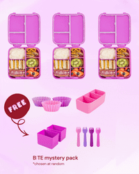 MontiiCo Bite Lunch Box Triple Dip - Fuchsia