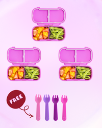 MontiiCo Snack Lunch Box Triple Dip - Fuchsia