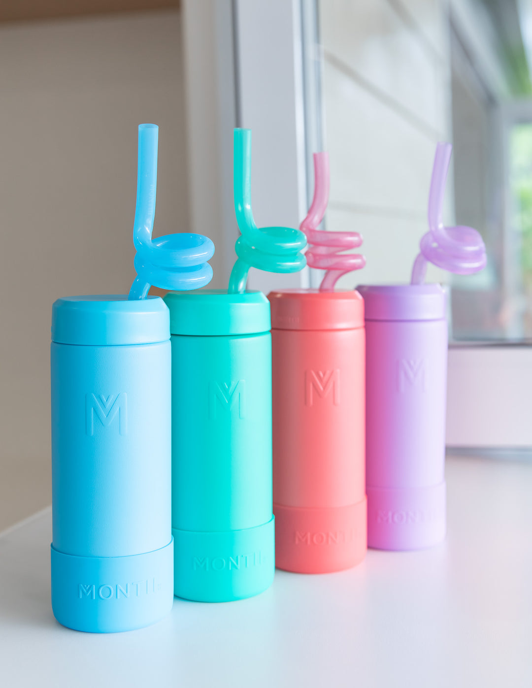 MontiiCo Silicone Twirly Straw Set