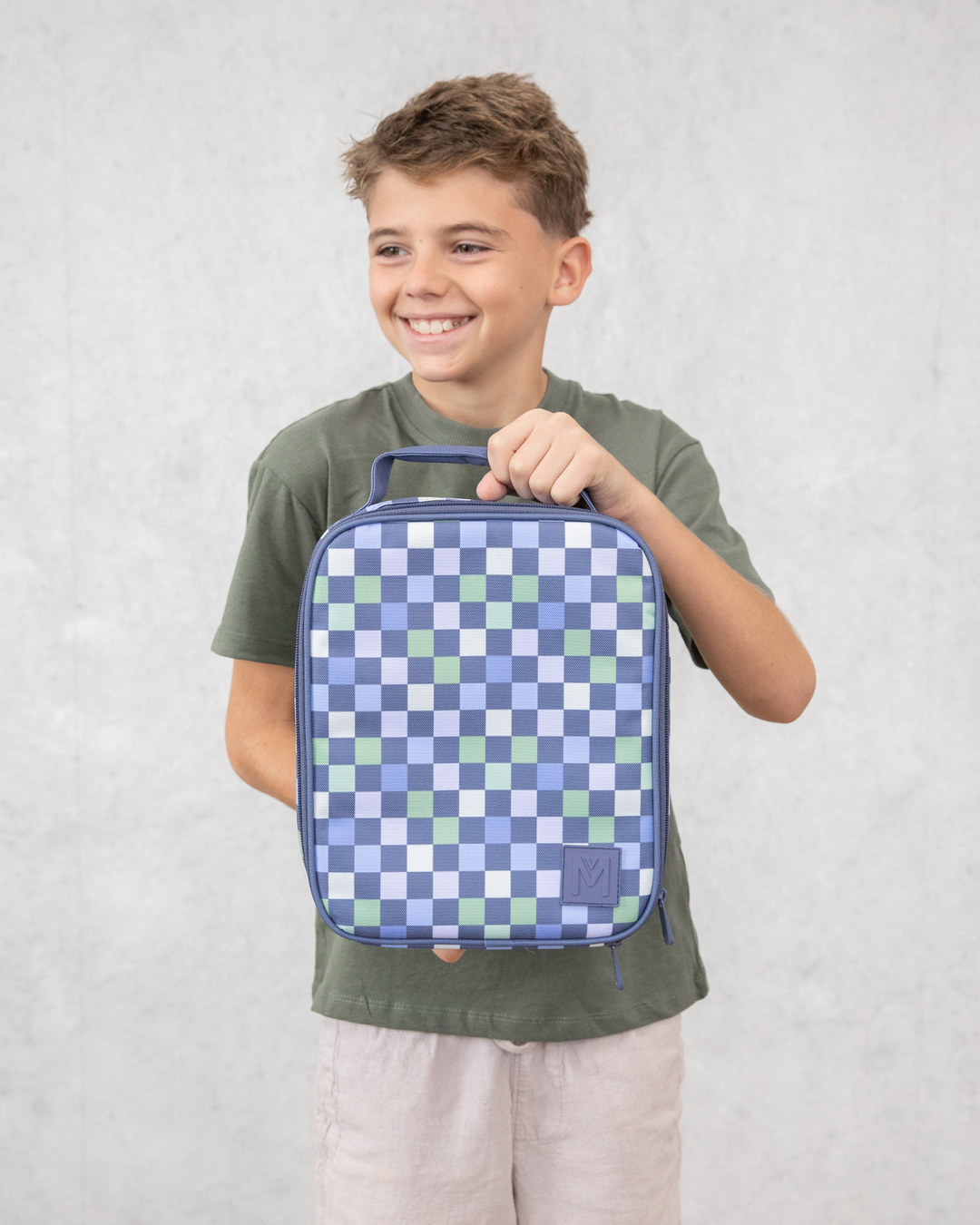 MontiiCo Large Lunch Bag and Bottle Set - Checkmate
