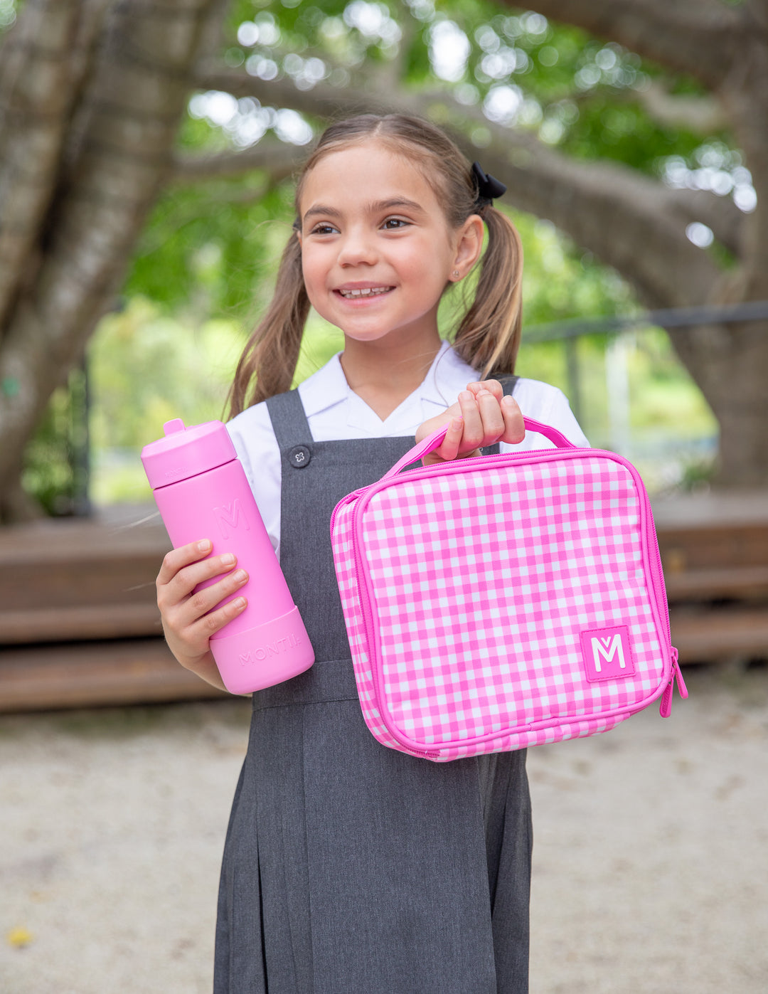 Bon Maxie Collab Medium Insulated Lunch Bag - Neon Pink Gingham