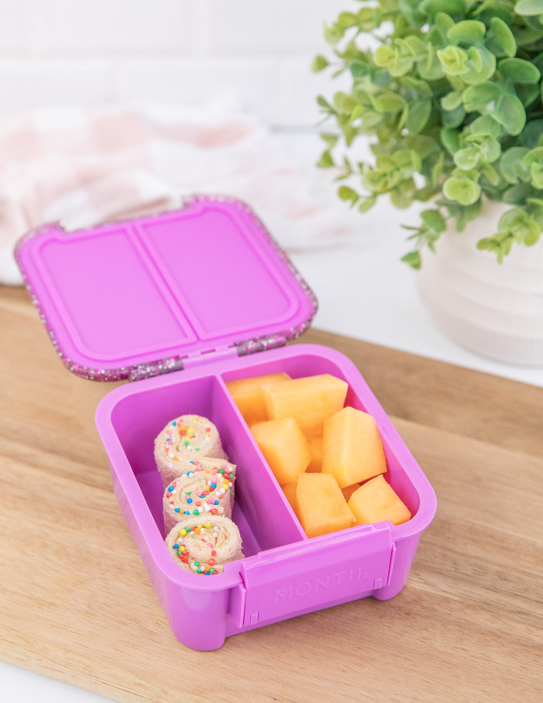 MontiiCo Bento Two Snack Box - Magenta Glitter