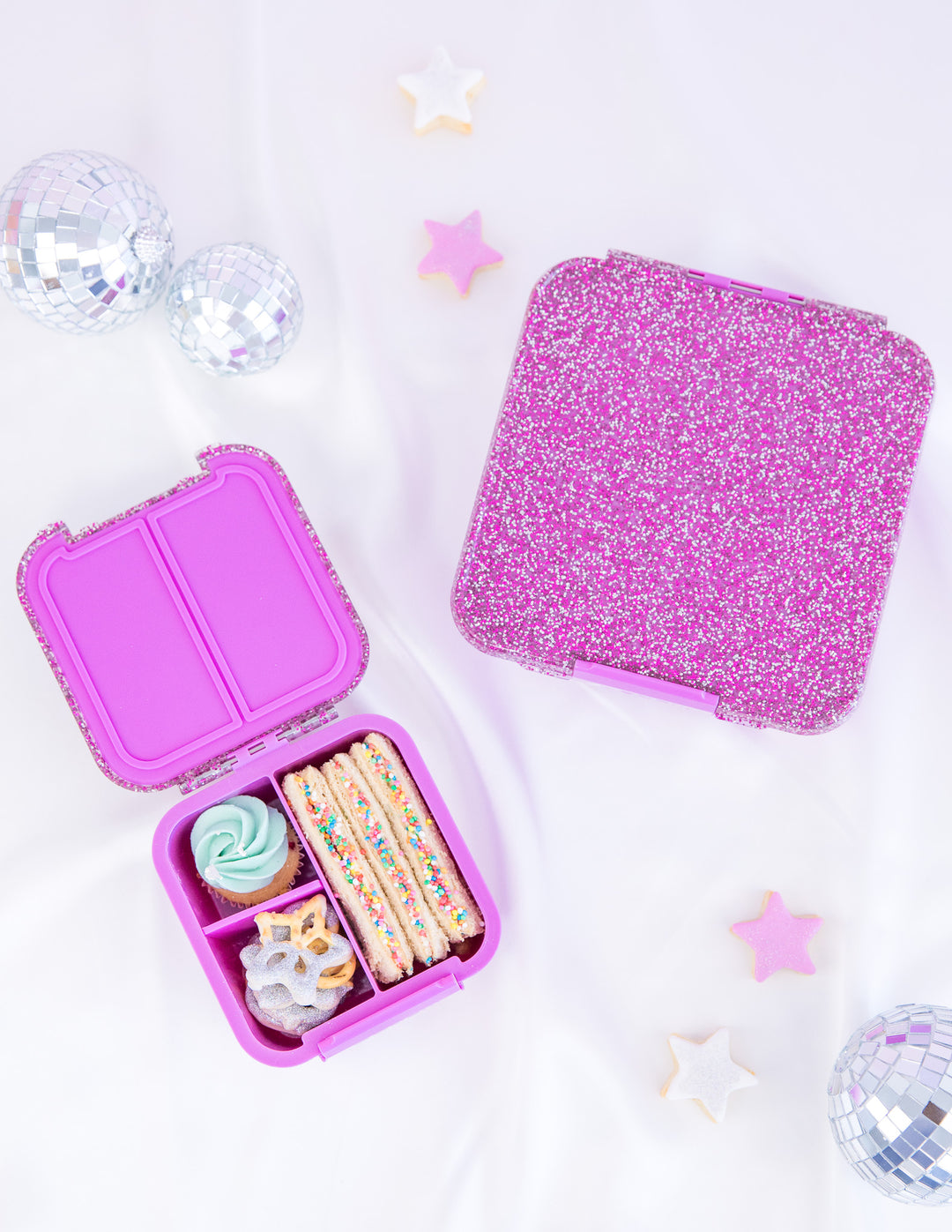 MontiiCo Bento Two Snack Box - Magenta Glitter