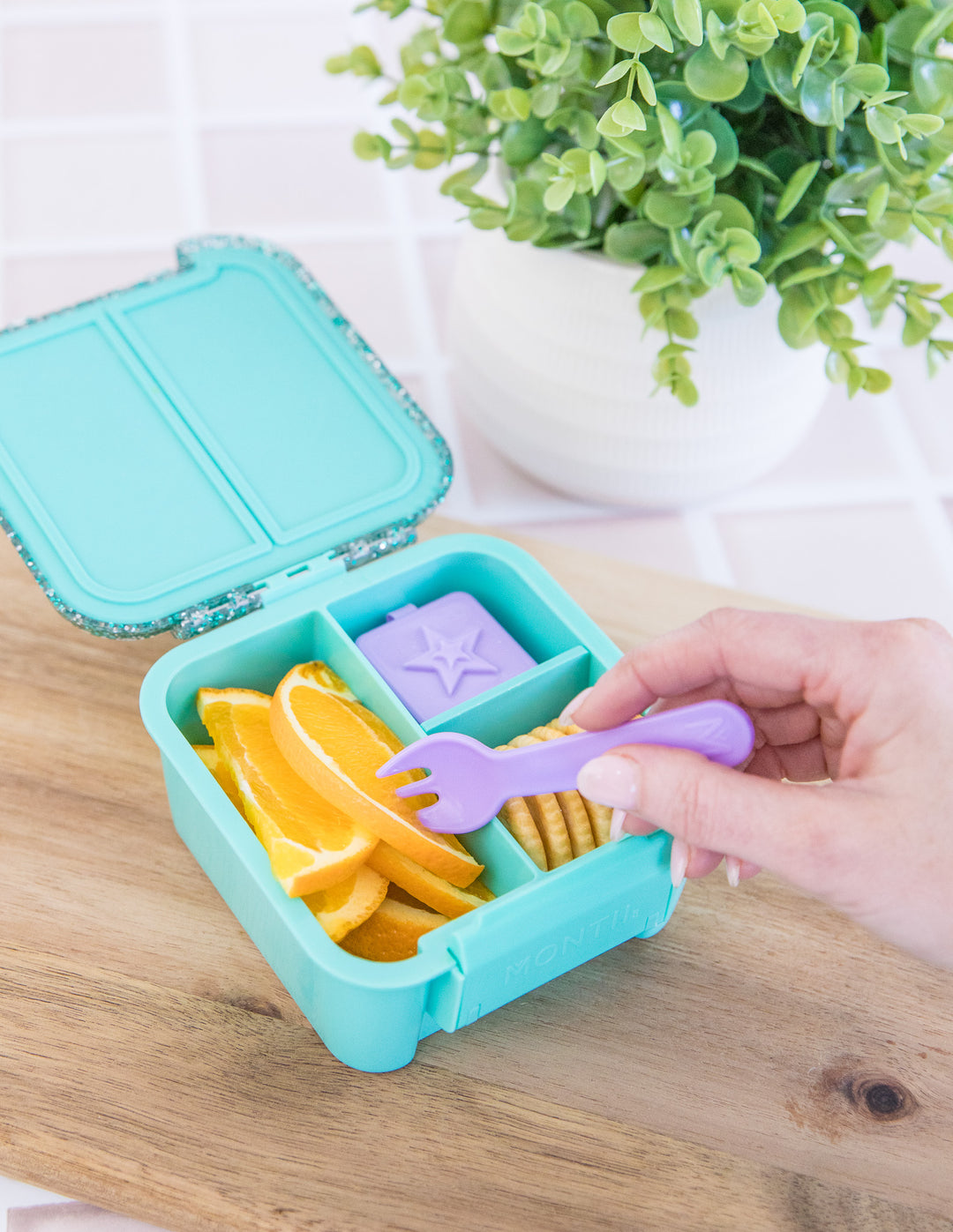 MontiiCo Bento Two Snack Box - Turquoise Glitter