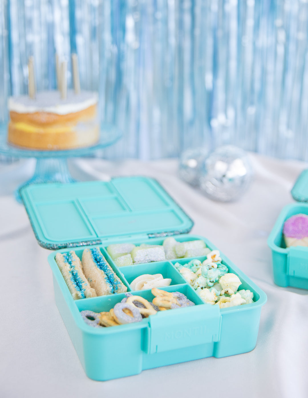 MontiiCo Bento Five Lunch Box - Turquoise Glitter