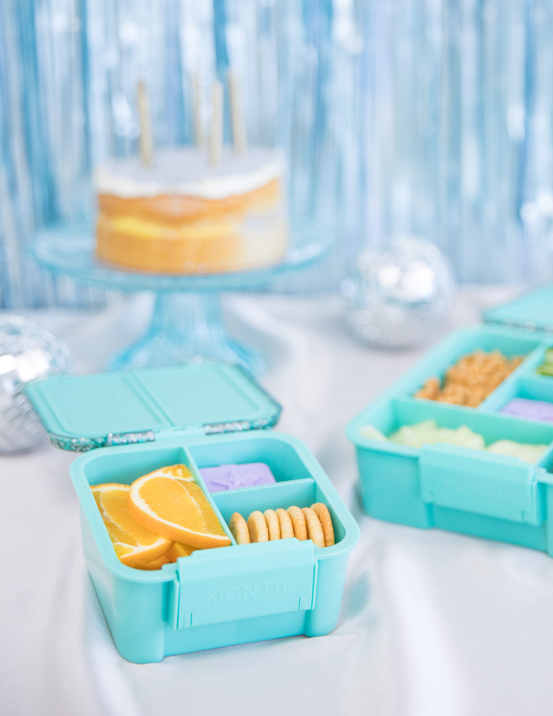 MontiiCo Bento Two Snack Box - Turquoise Glitter